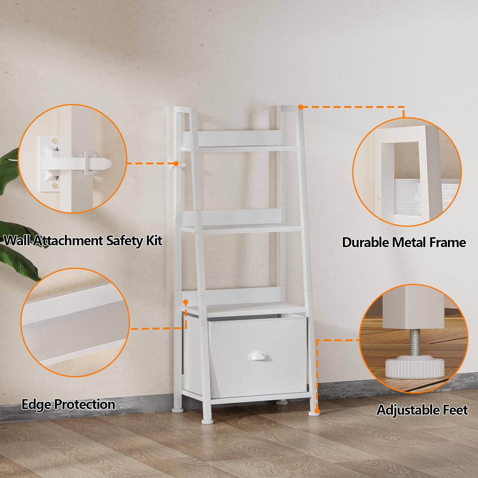 Amazon.com: Furologee 4-Tier White Ladder Shelf, Ladder Bookshelf